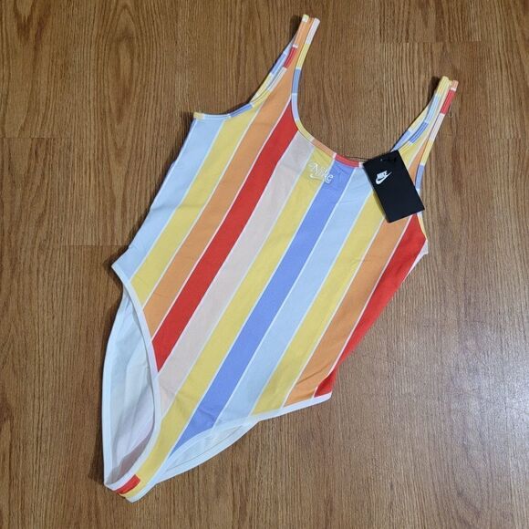 Nike Sportswear NSW Women's Striped Bodysuit Multicolor Brand New Cotton Fabric - Picture 1 of 5
